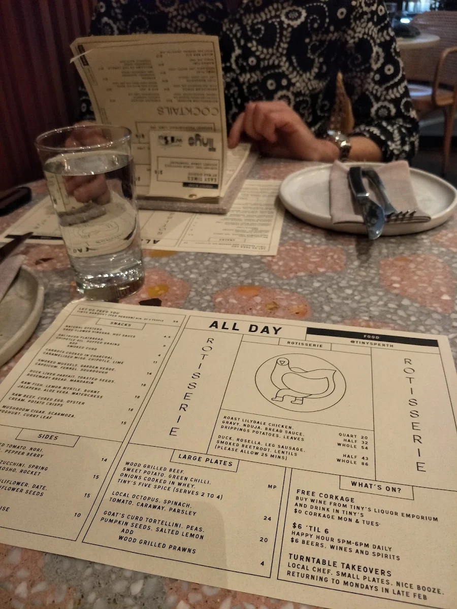 Menu, Tiny's