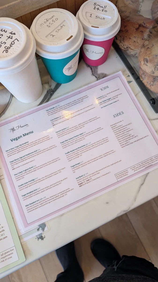 Menu, 7th Heaven Cafe Sutherland