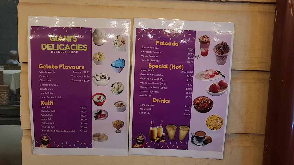 Menu, Giani’s delicacies