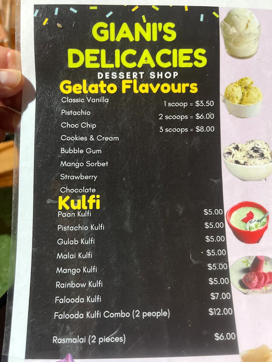 Menu, Giani’s delicacies