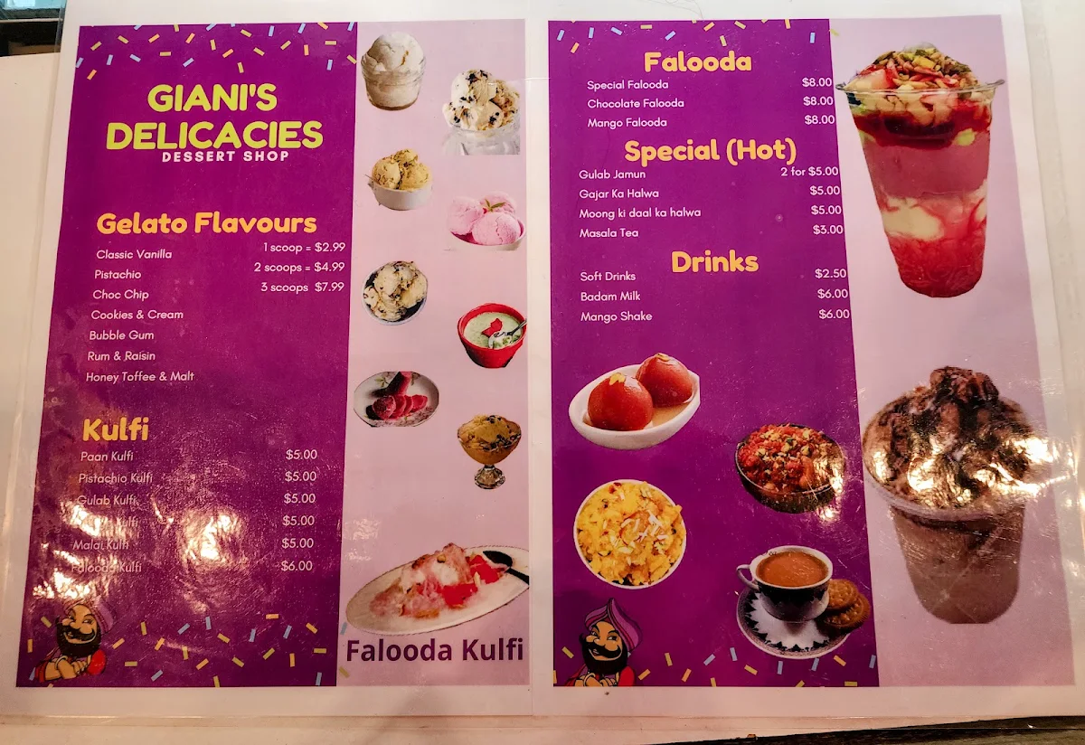 Menu, Giani’s delicacies