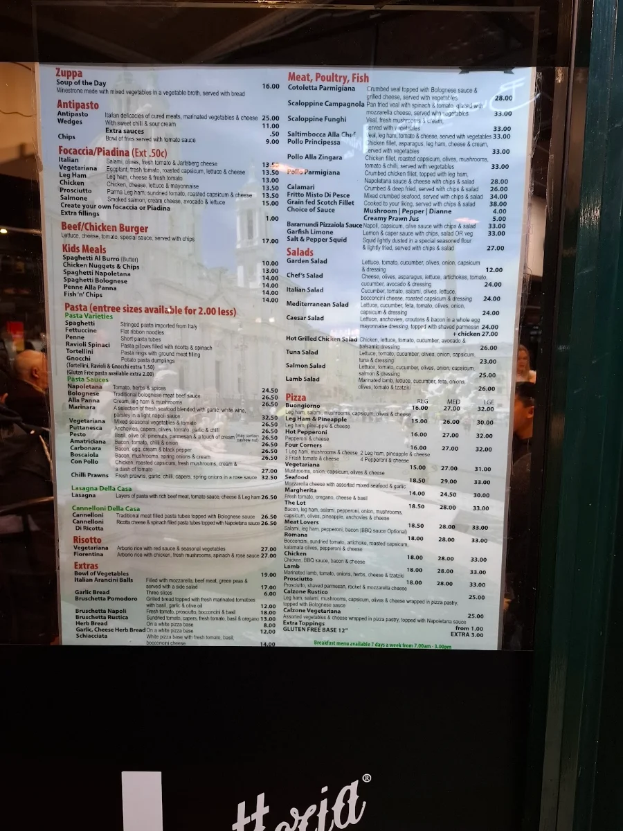 Menu, Caffe Buongiorno - Norwood
