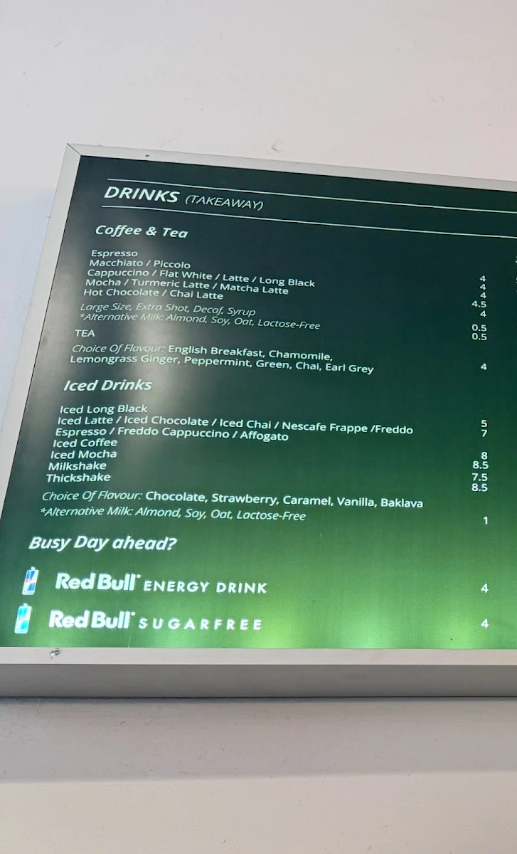 Menu, La Famiglia Cafe