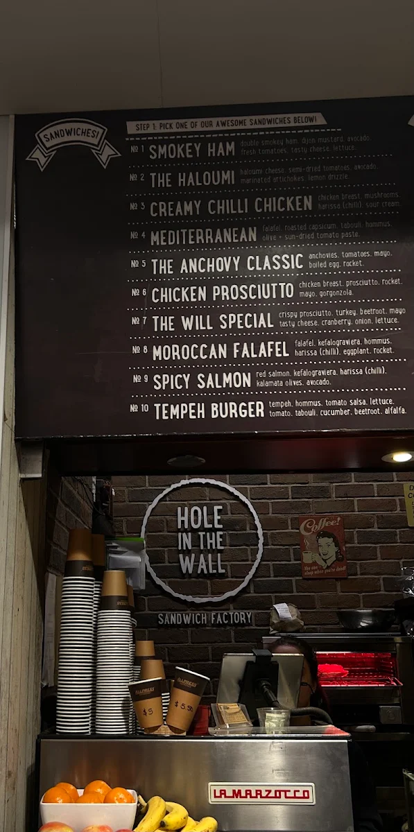 Menu, Hole in the Wall: Sandwich Factory