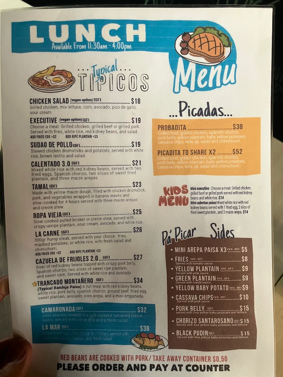 Menu, Casa Sabores
