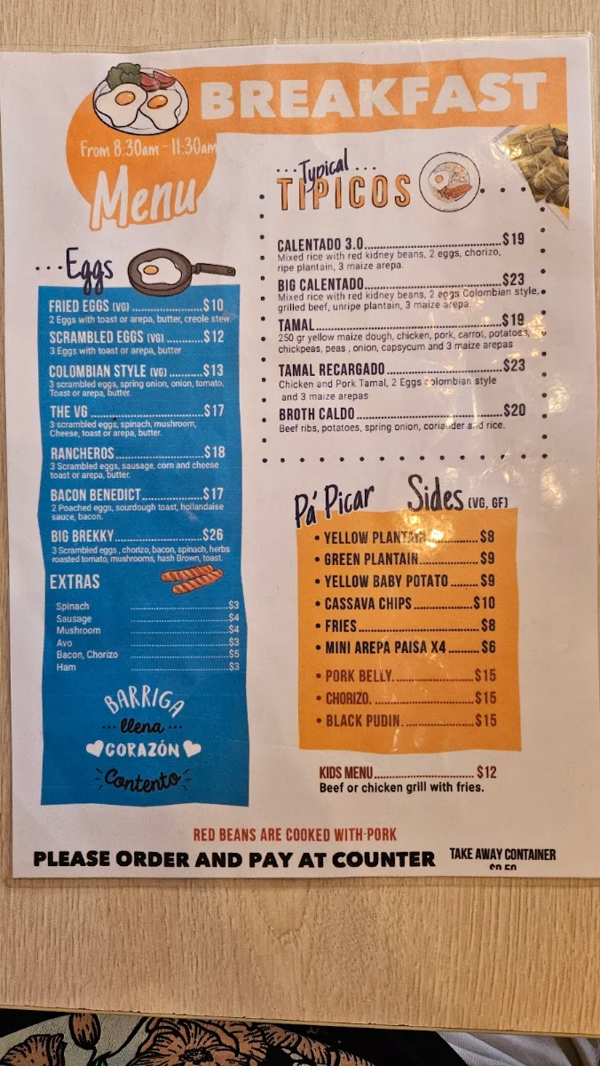 Menu, Casa Sabores