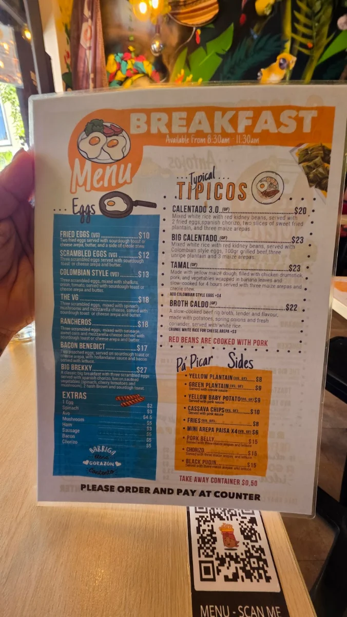 Menu, Casa Sabores