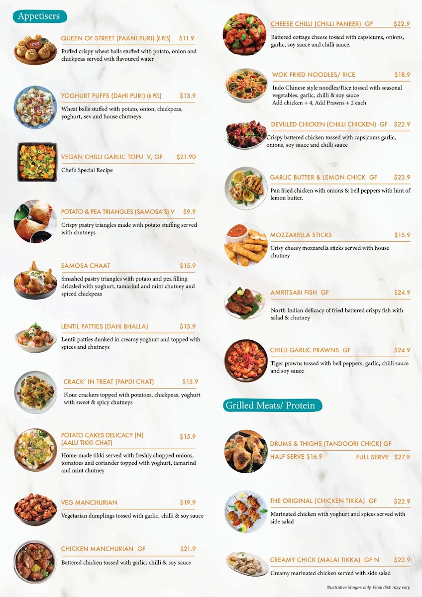 Menu, Sec 13 Indian Restaurant & Bar