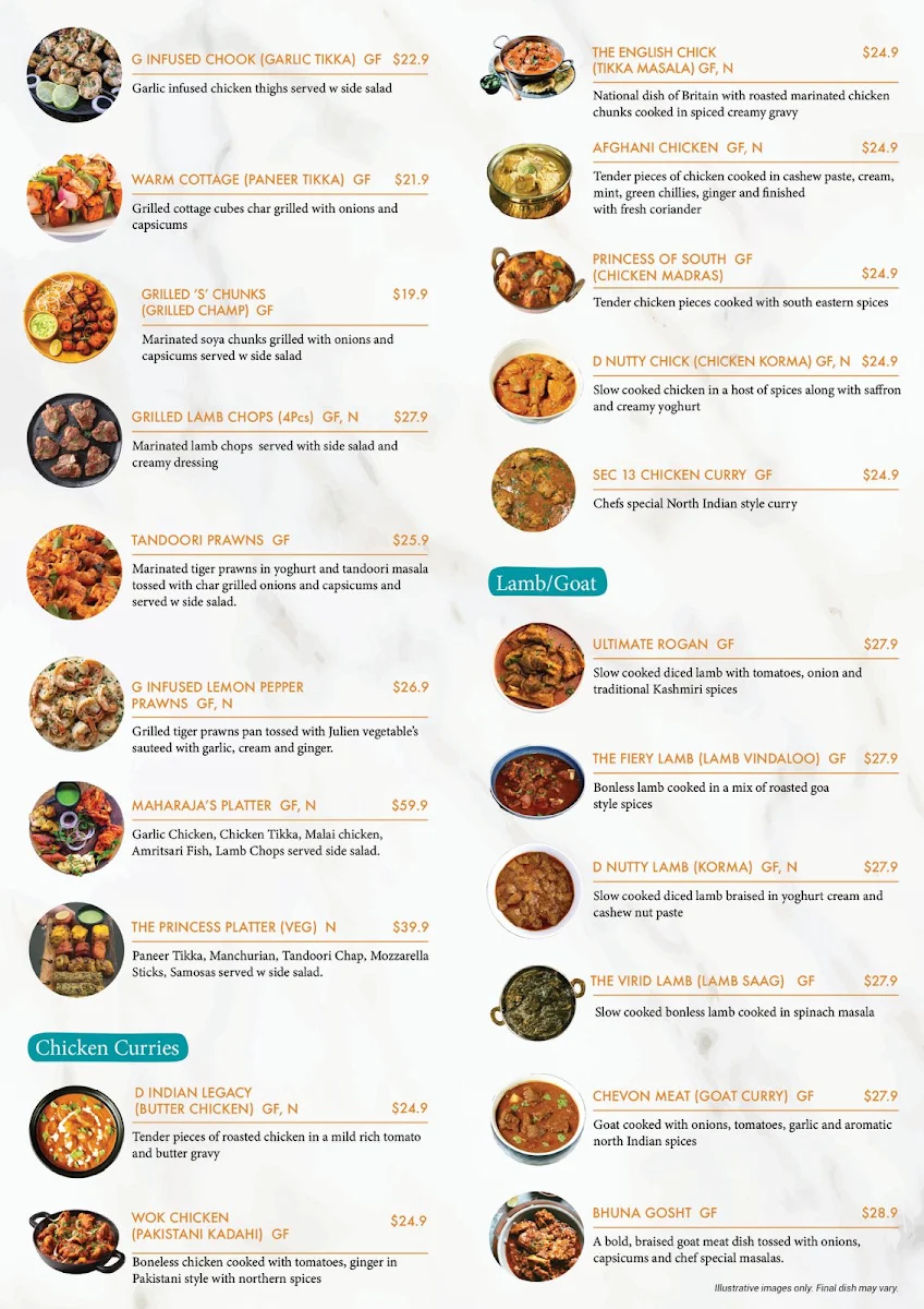 Menu, Sec 13 Indian Restaurant & Bar