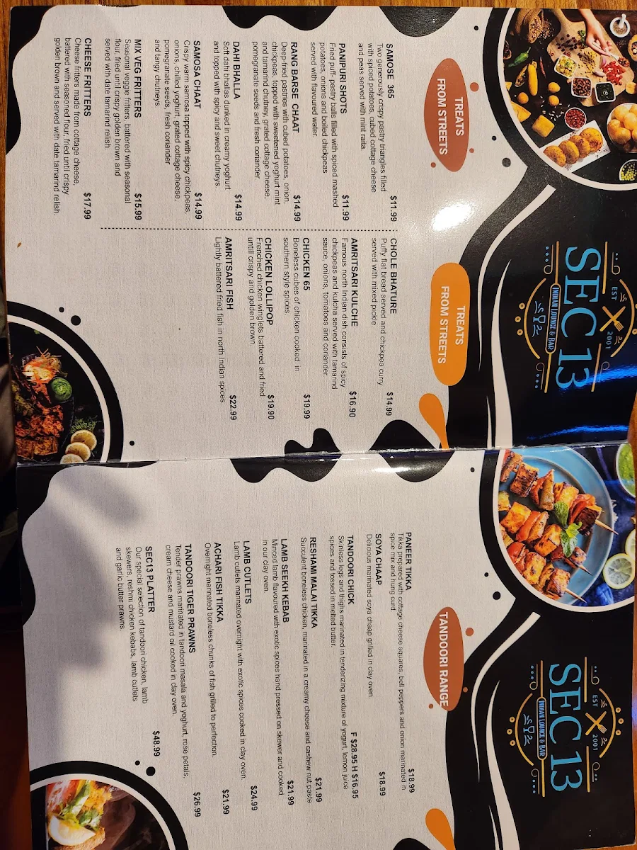 Menu, Sec 13 Indian Restaurant & Bar