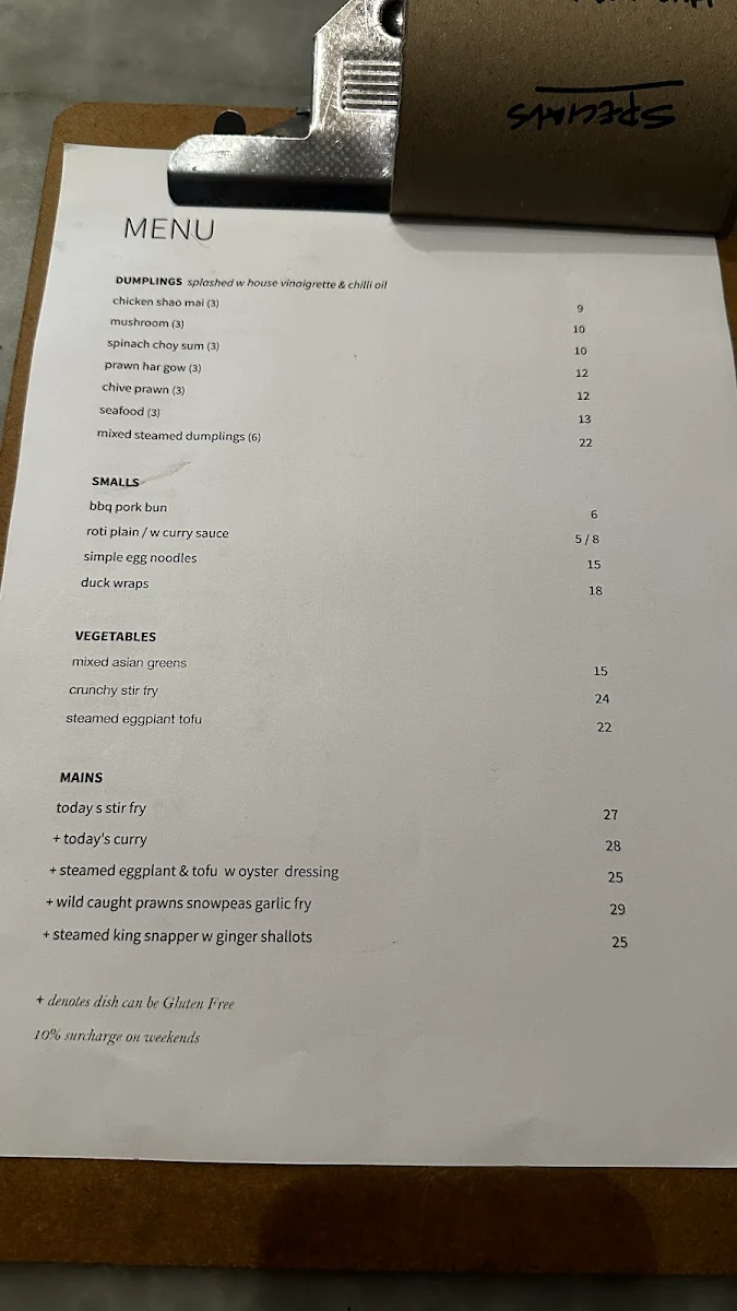 Menu, Little Fu
