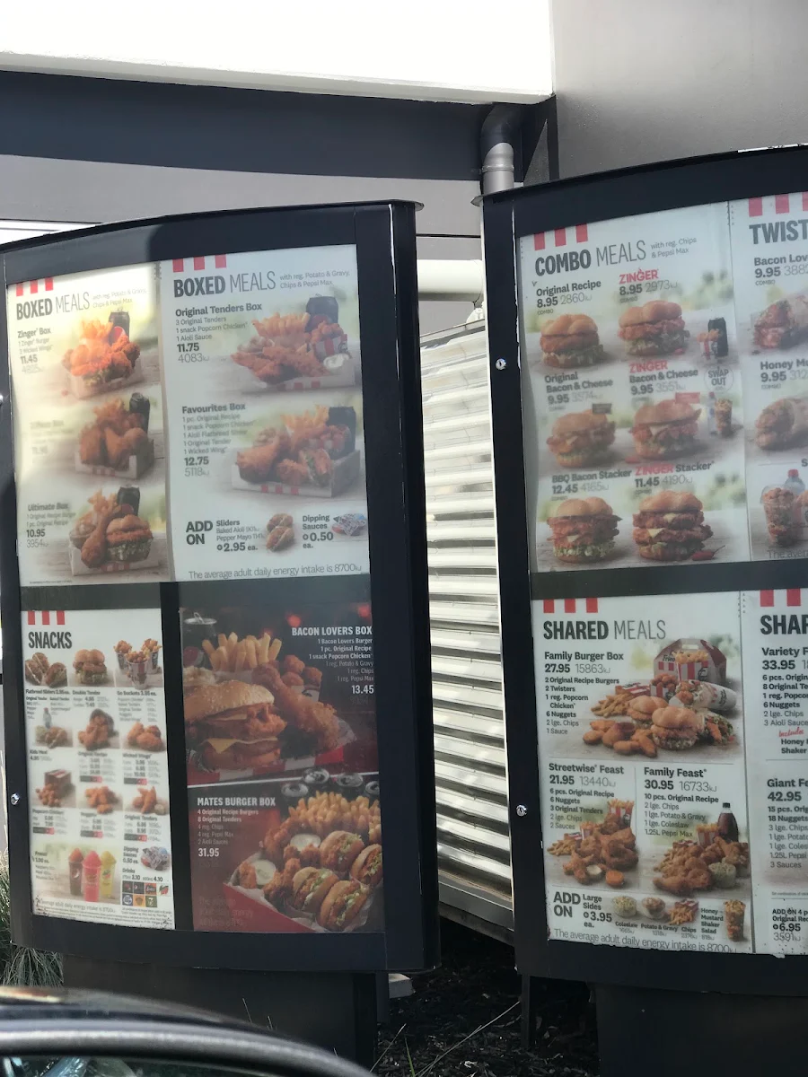 Menu, KFC Lavington