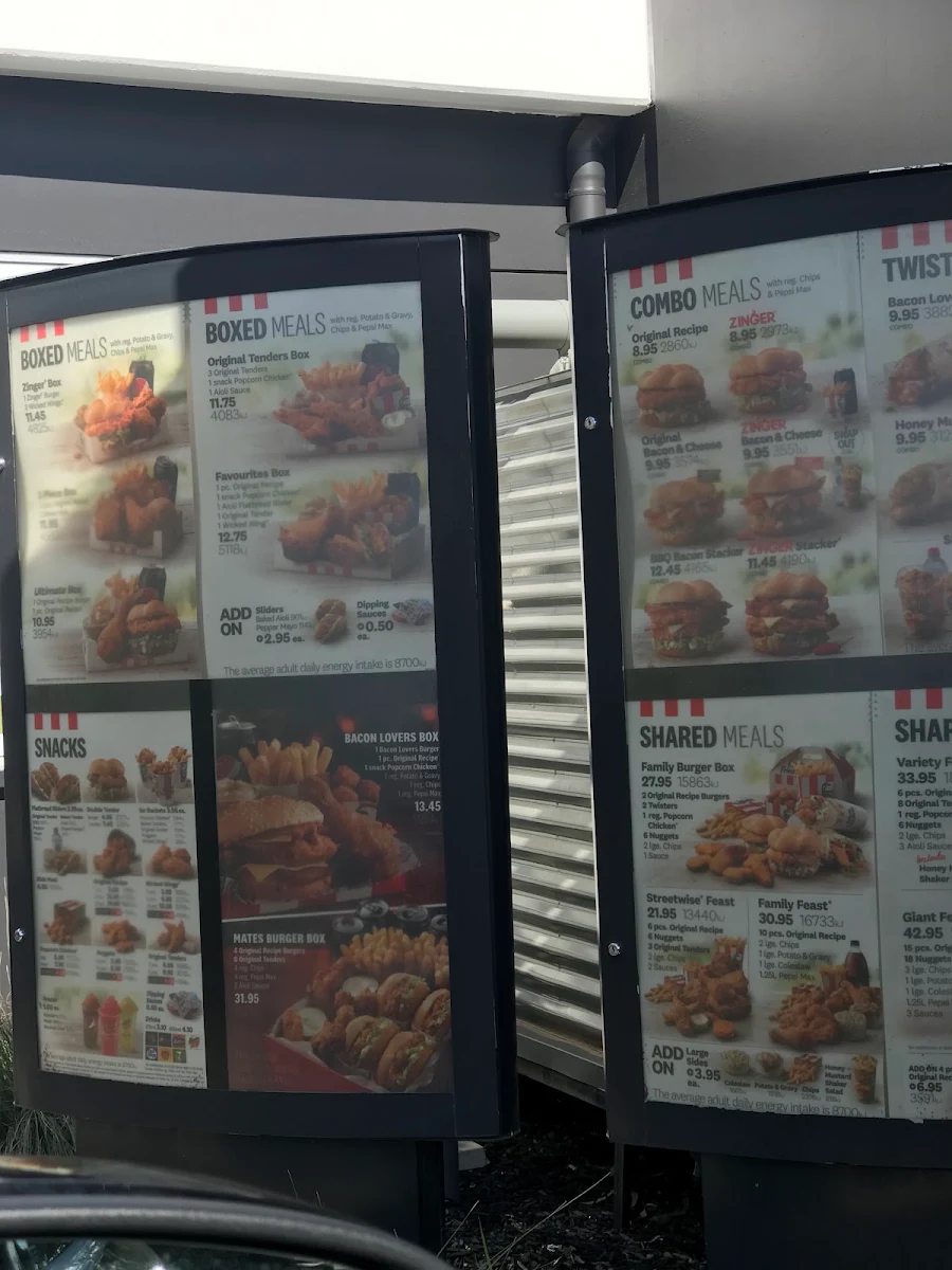 Menu, KFC Lavington