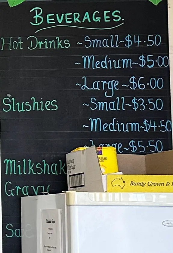Menu, The Point Cafe & Takeaway