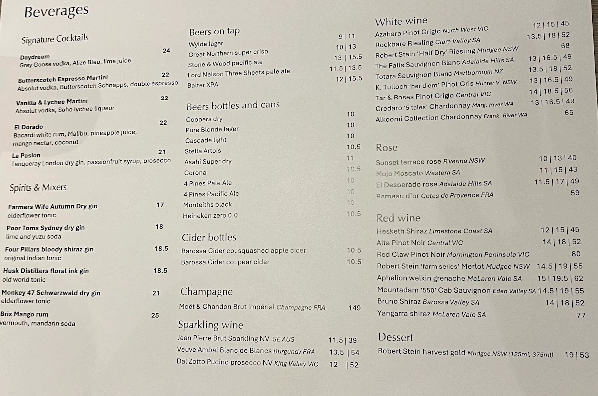Menu, LB's Restaurant