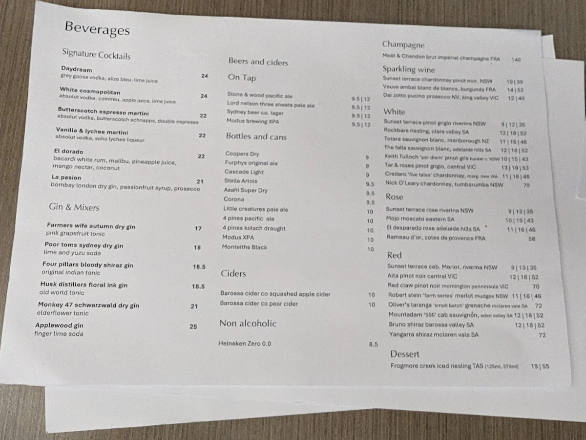 Menu, LB's Restaurant