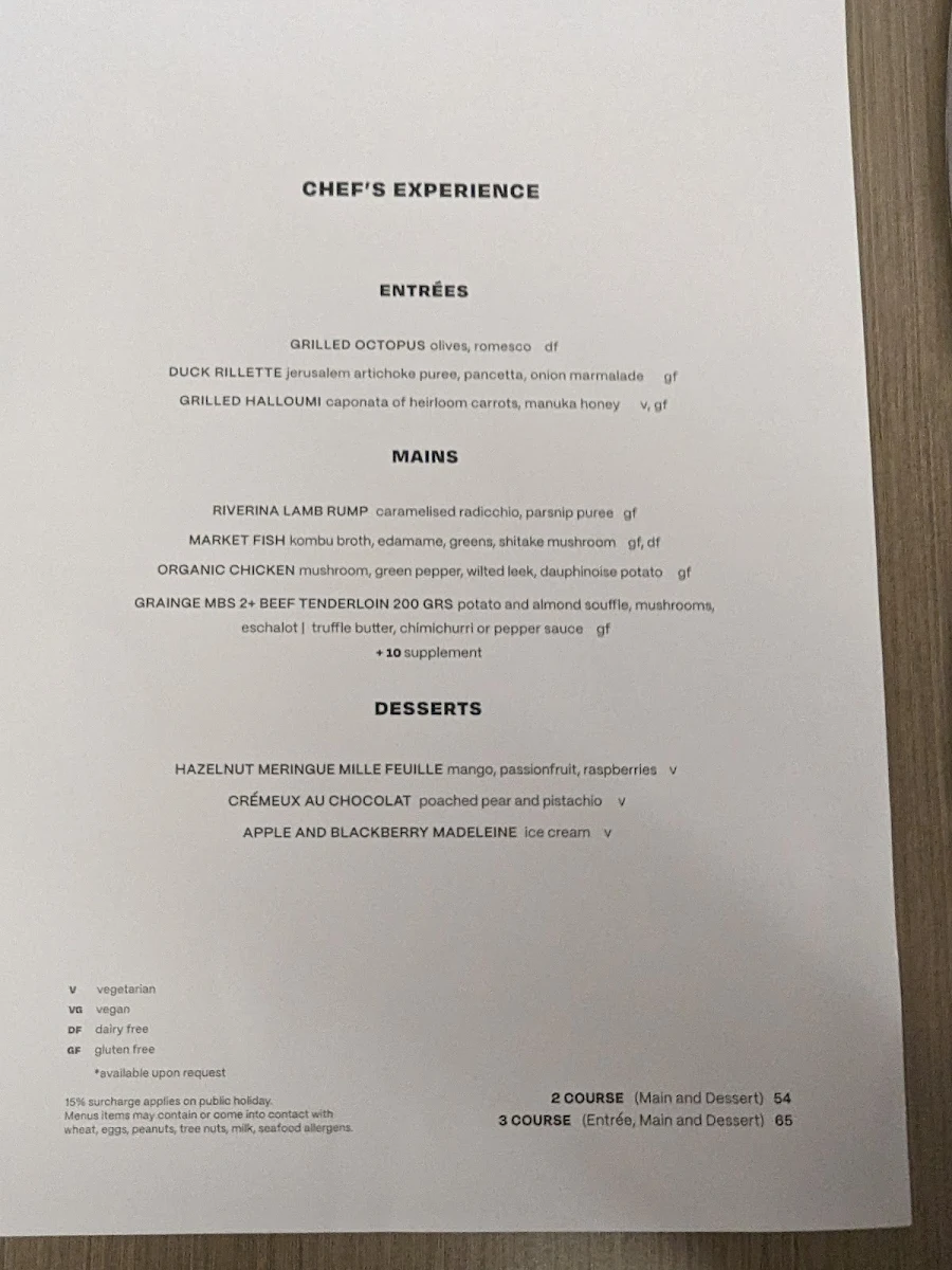 Menu, LB's Restaurant