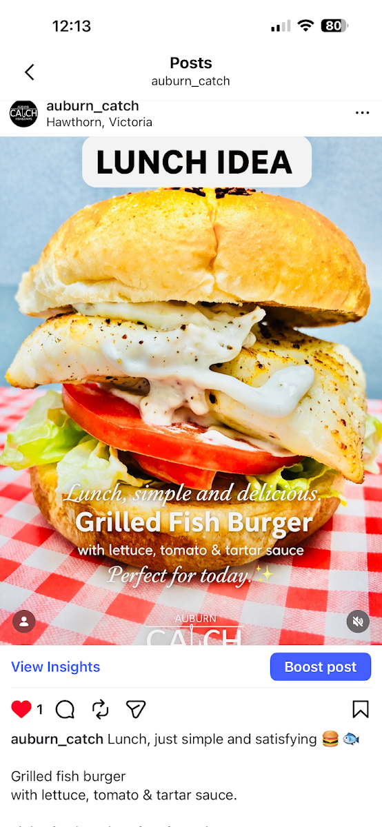 Menu, Auburn Catch Fish & Chips