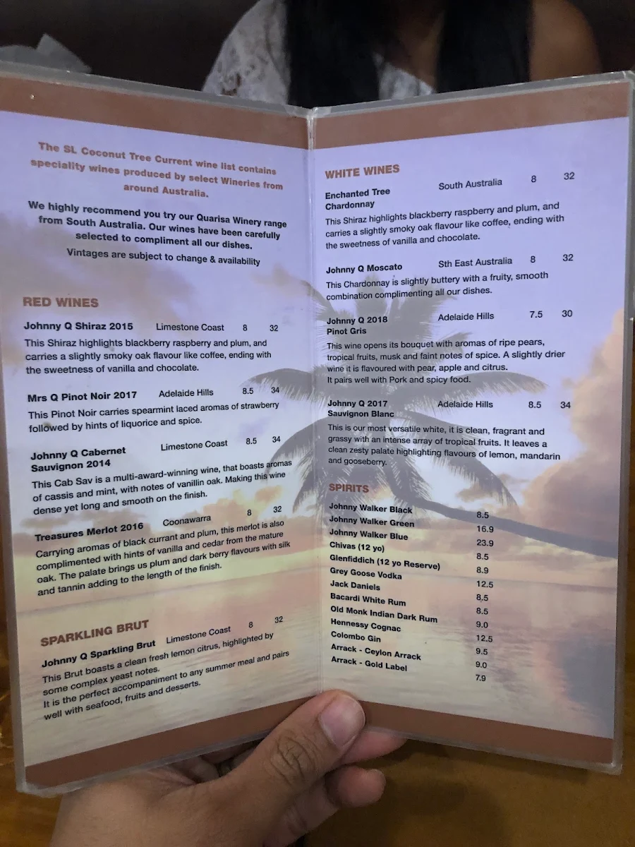 Menu, SL Coconut Tree