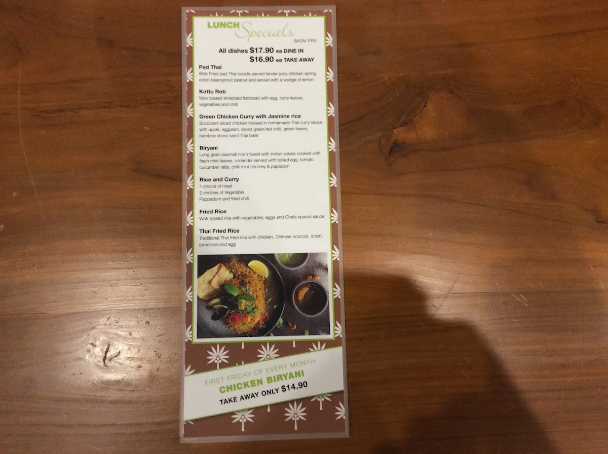 Menu, SL Coconut Tree