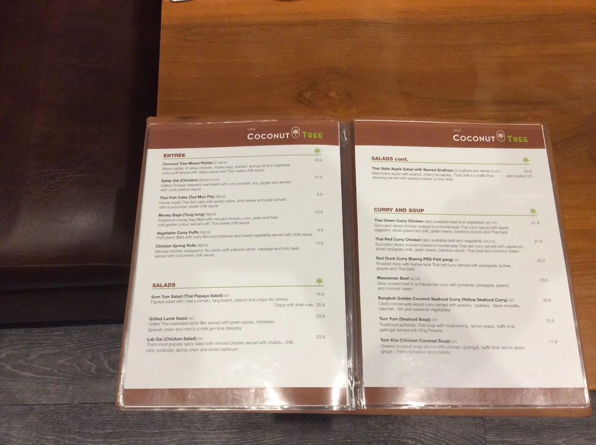 Menu, SL Coconut Tree