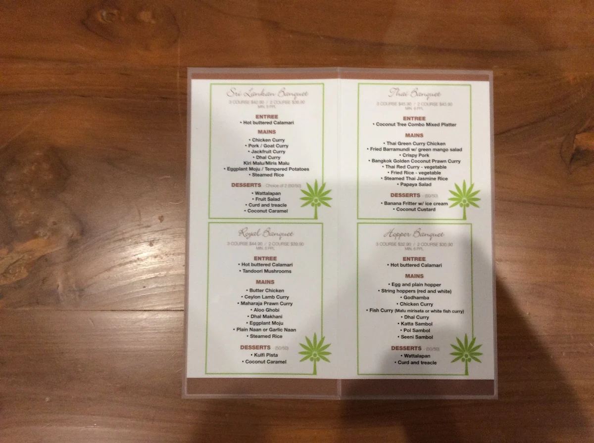 Menu, SL Coconut Tree