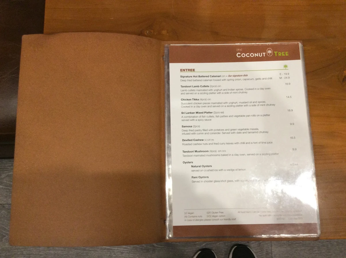 Menu, SL Coconut Tree