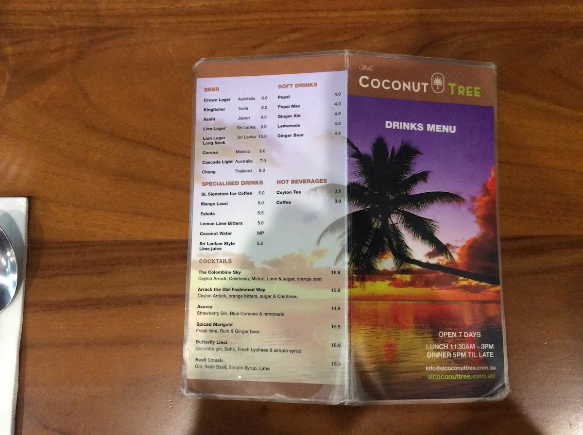 Menu, SL Coconut Tree
