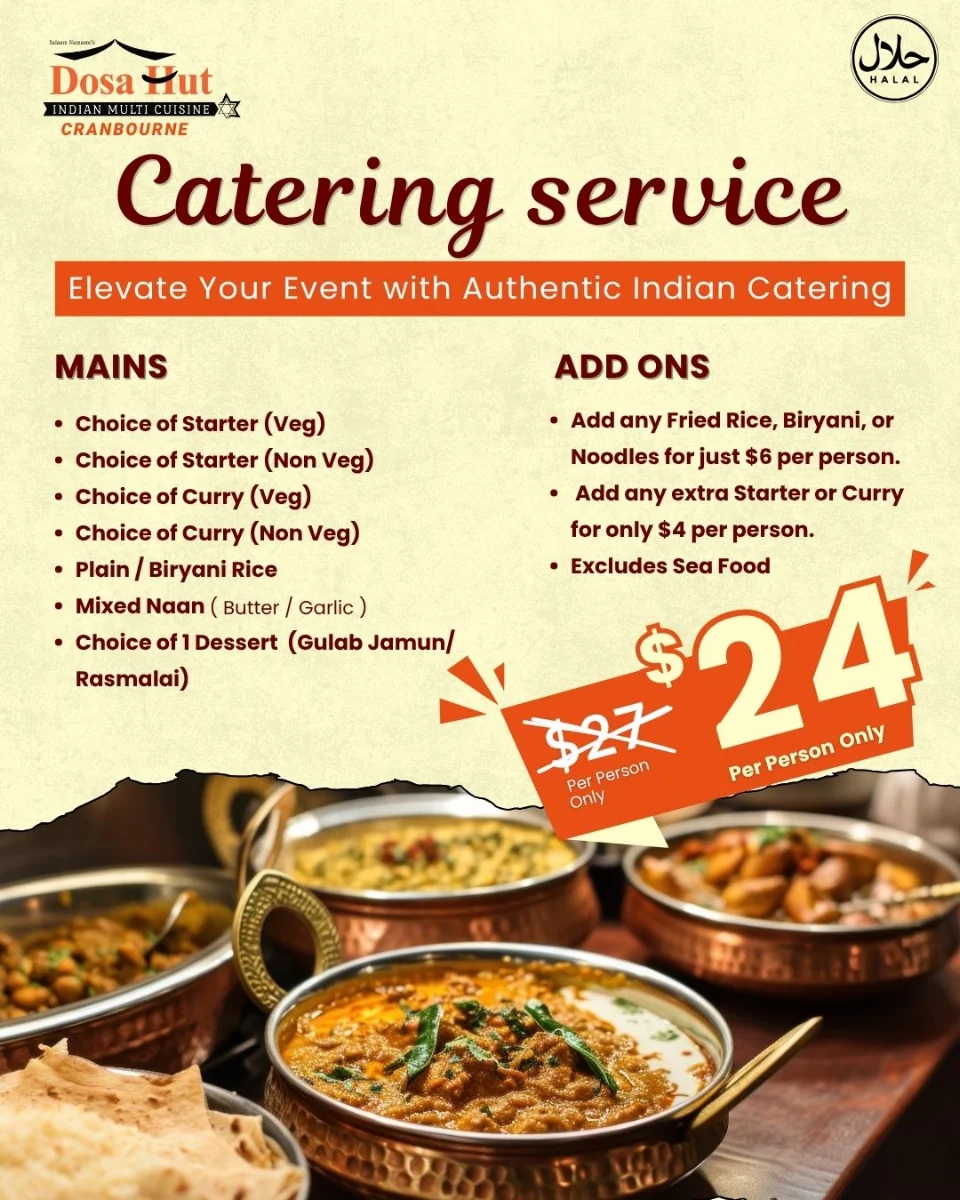 Menu, Dosa Hut - Indian Multi Cuisine Restaurant Cranbourne