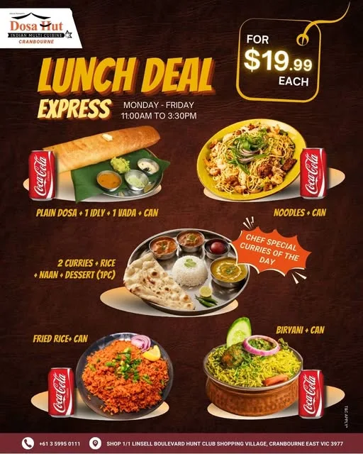 Menu, Dosa Hut - Indian Multi Cuisine Restaurant Cranbourne