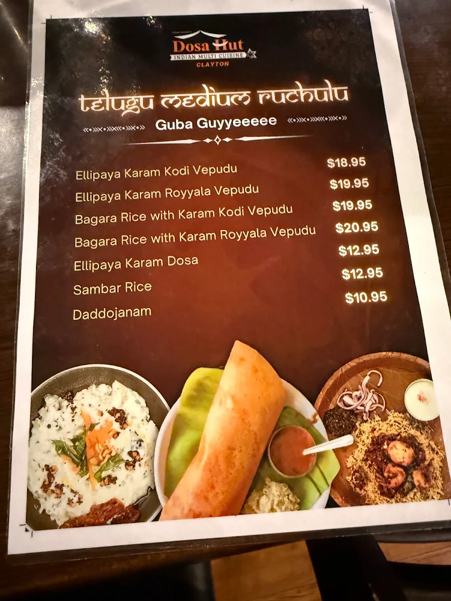 Menu, Dosa Hut - Indian Multi Cuisine Restaurant Cranbourne