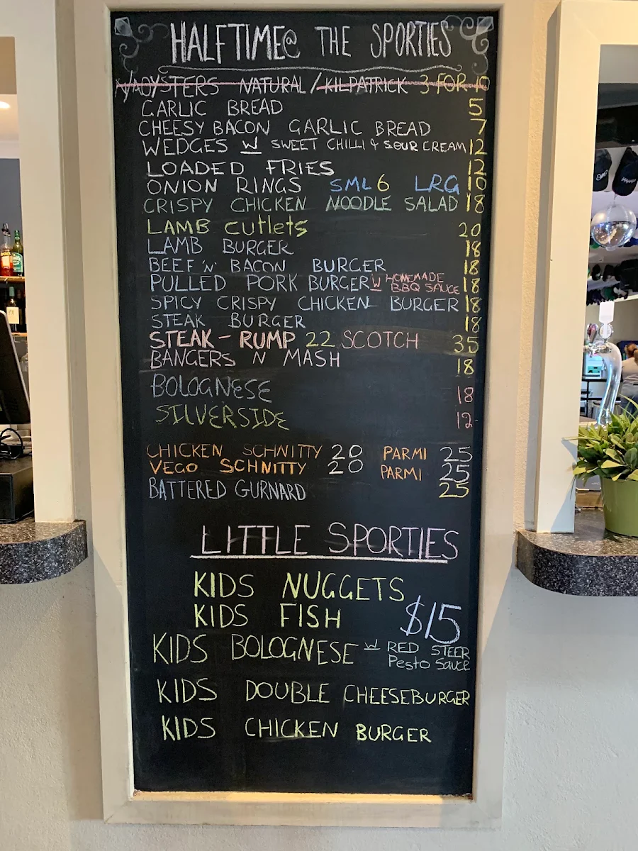 Menu, Sportsmen's Club Hotel