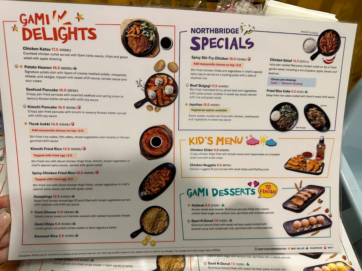 Menu, Gami Chicken & beer