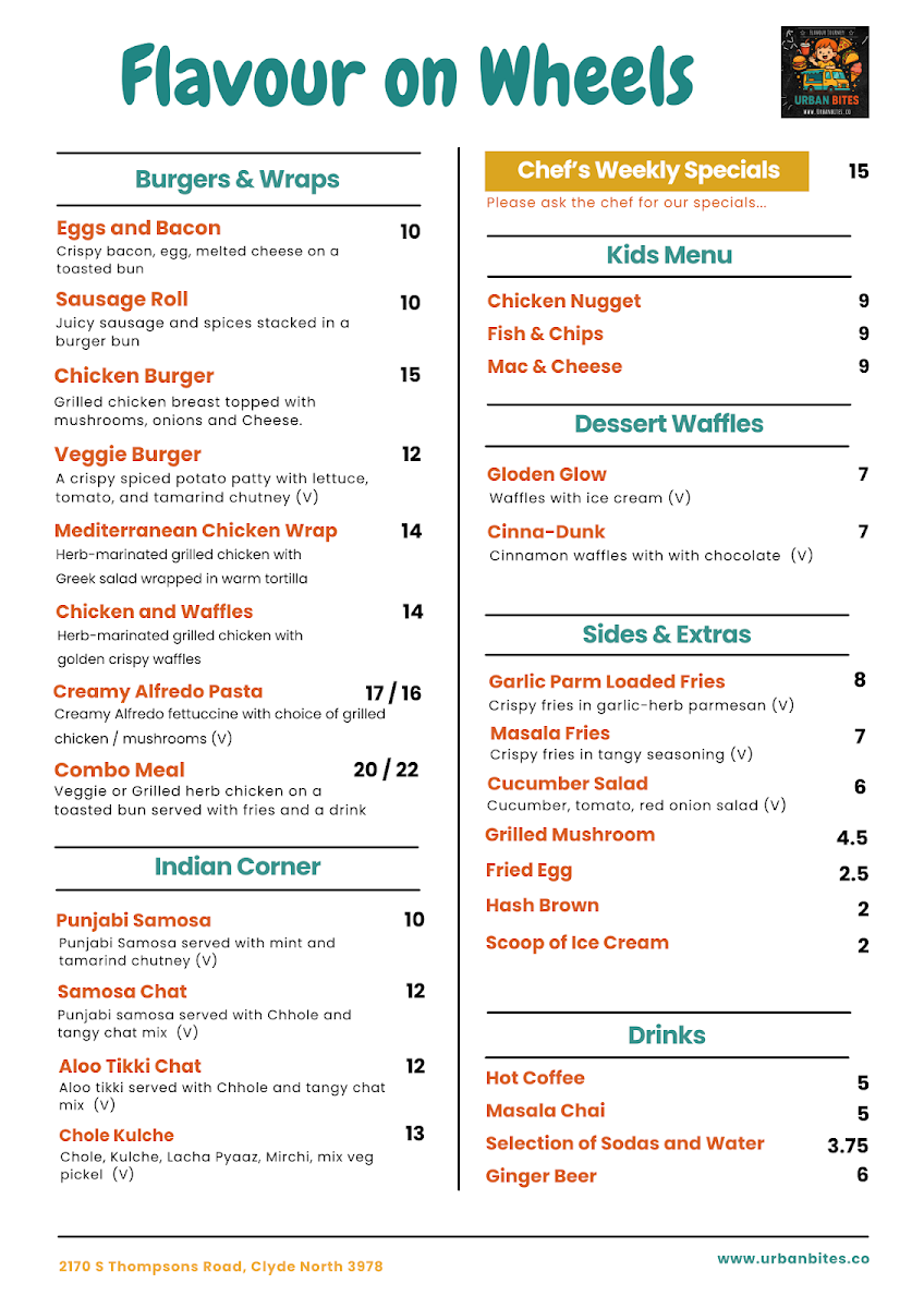 Menu, Urban Bites