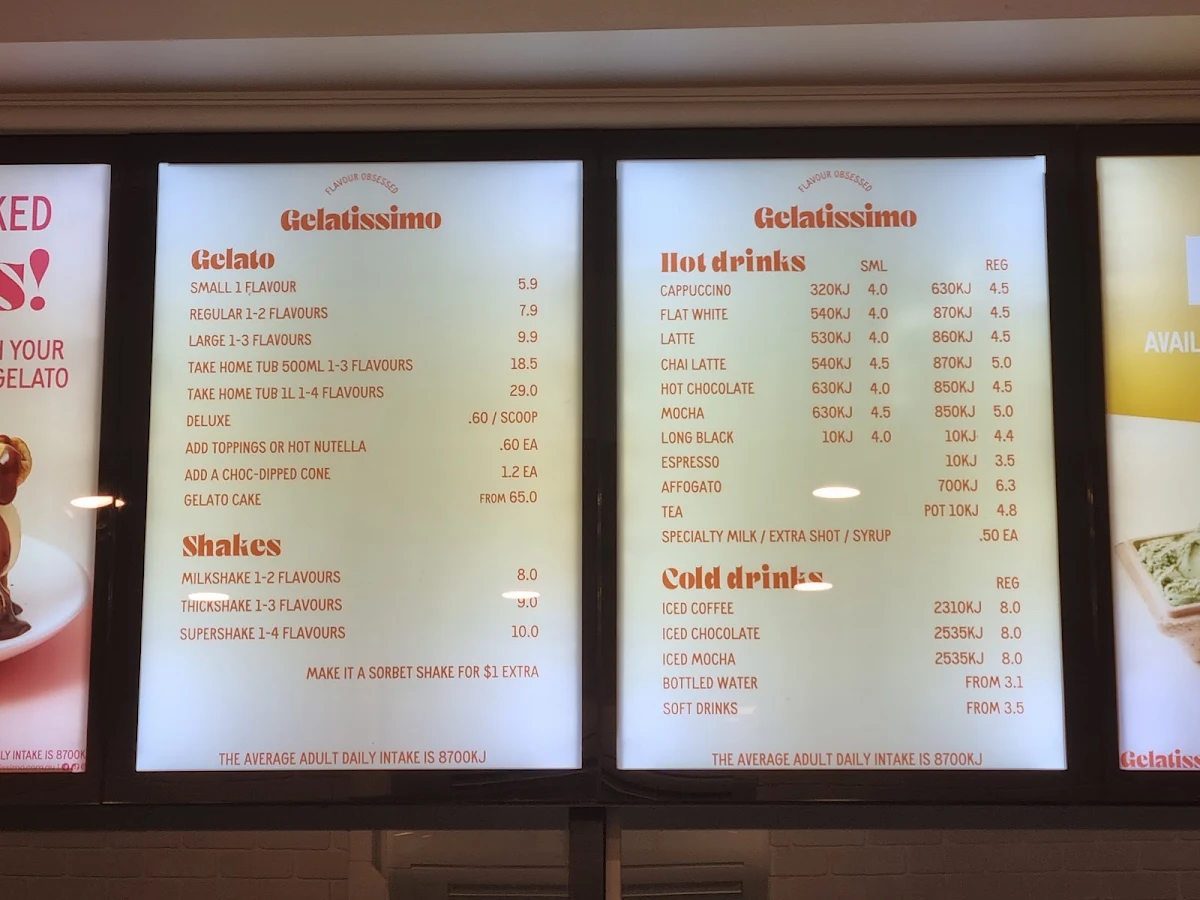 Menu, Gelatissimo Wagga Wagga