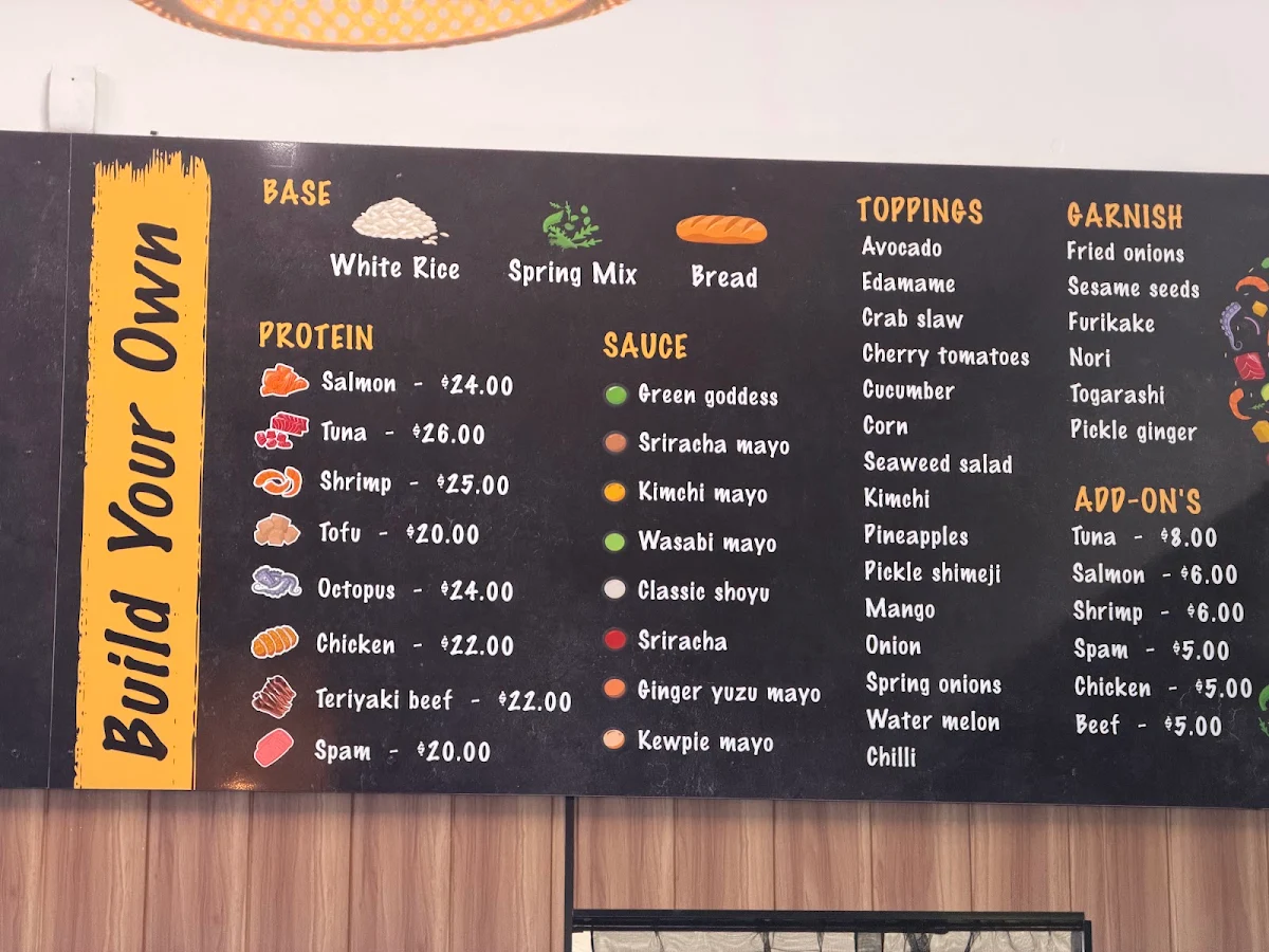 Menu, The Poke Bar