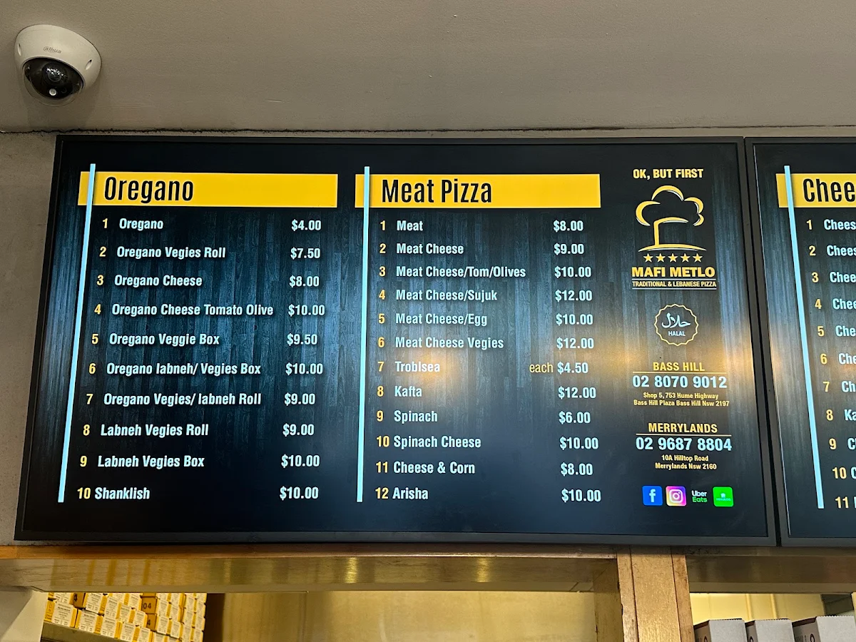 Menu, Mafi Metlo Bankstown