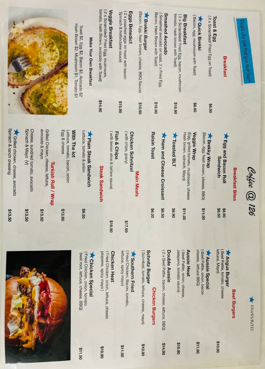 Menu, Coffee@126