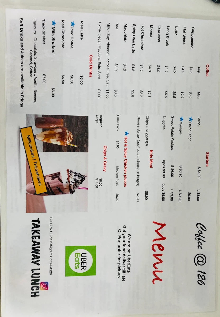 Menu, Coffee@126