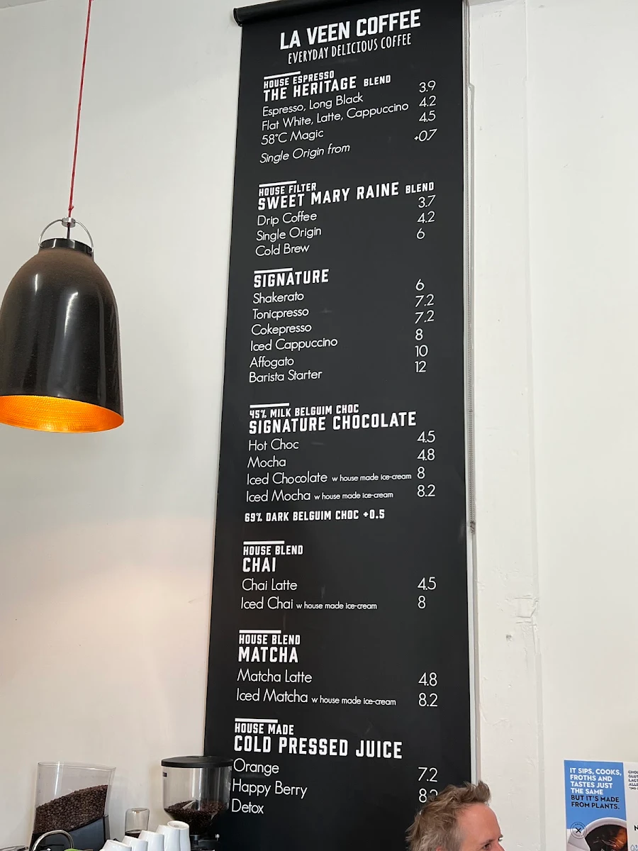Menu, La Veen Coffee - King Street