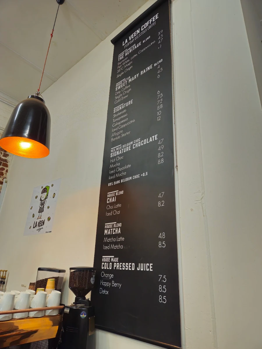 Menu, La Veen Coffee - King Street
