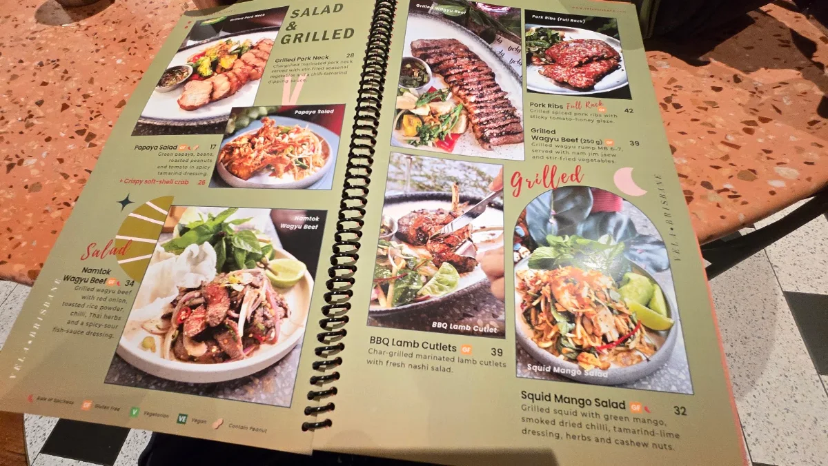 Menu, Vela Restaurant