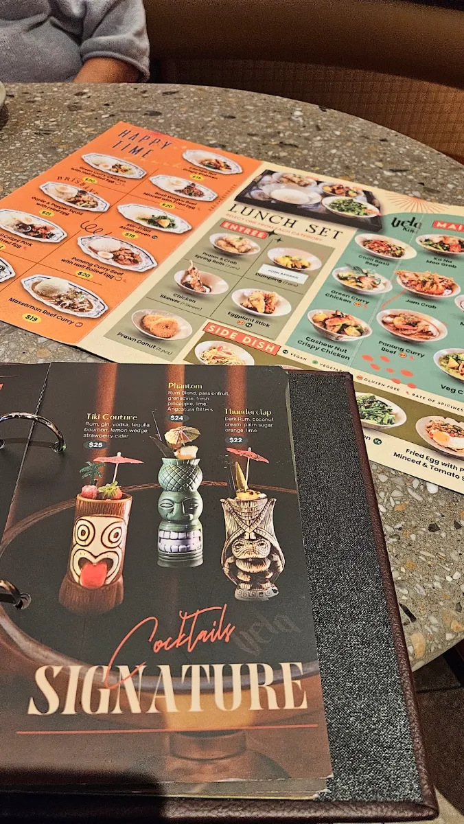 Menu, Vela Restaurant