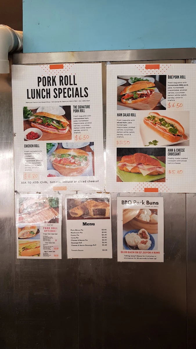 Menu, Bathurst French Hot Bread Shop