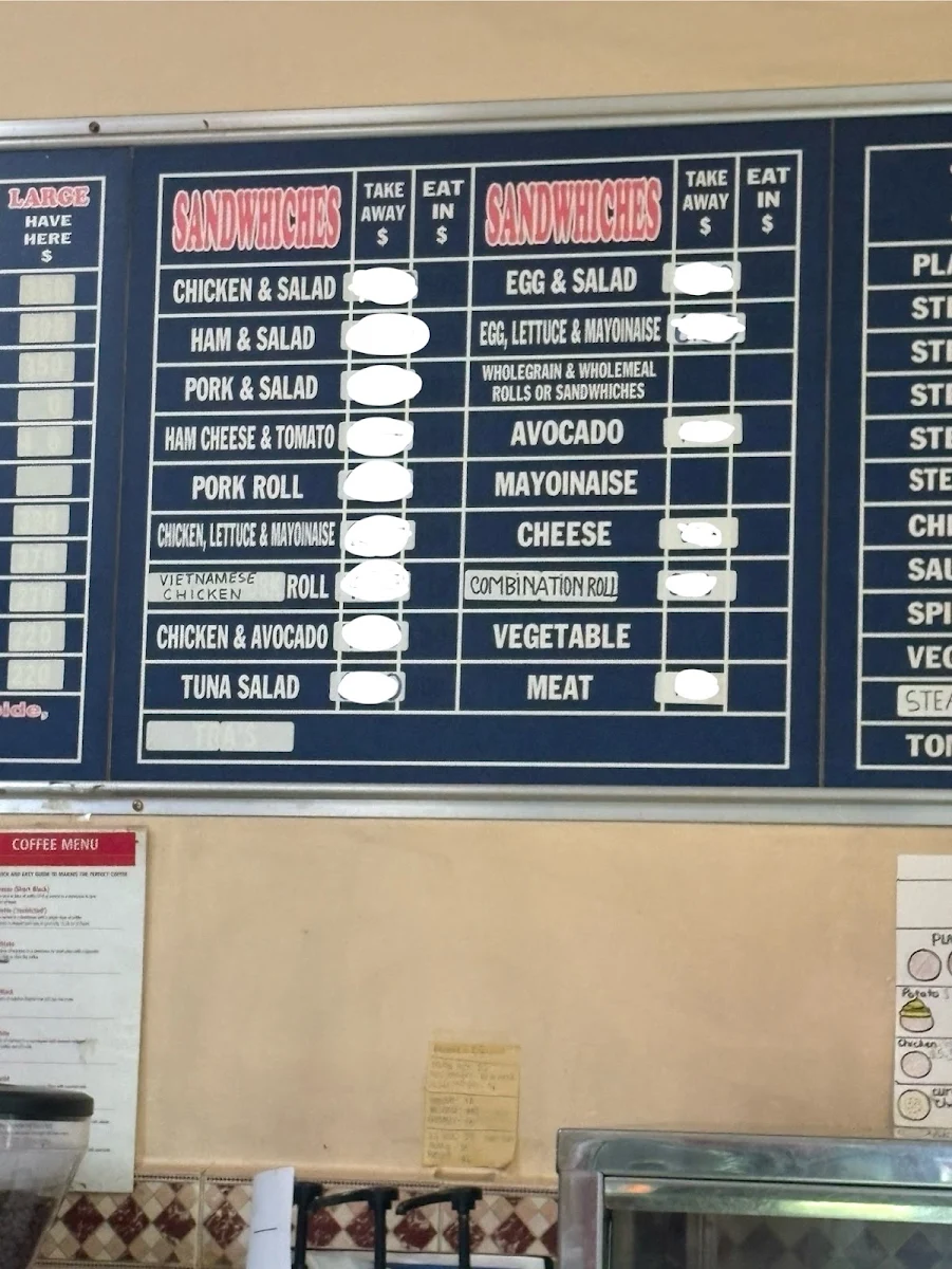 Menu, Loc Highway Hot bread and cafe