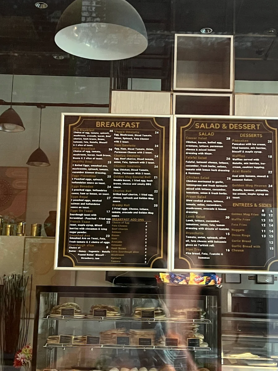 Menu, Golden Mug Cafe North Melbourne
