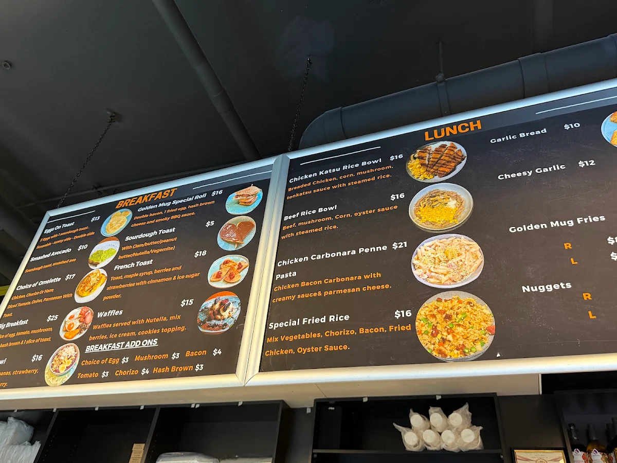 Menu, Golden Mug Cafe North Melbourne