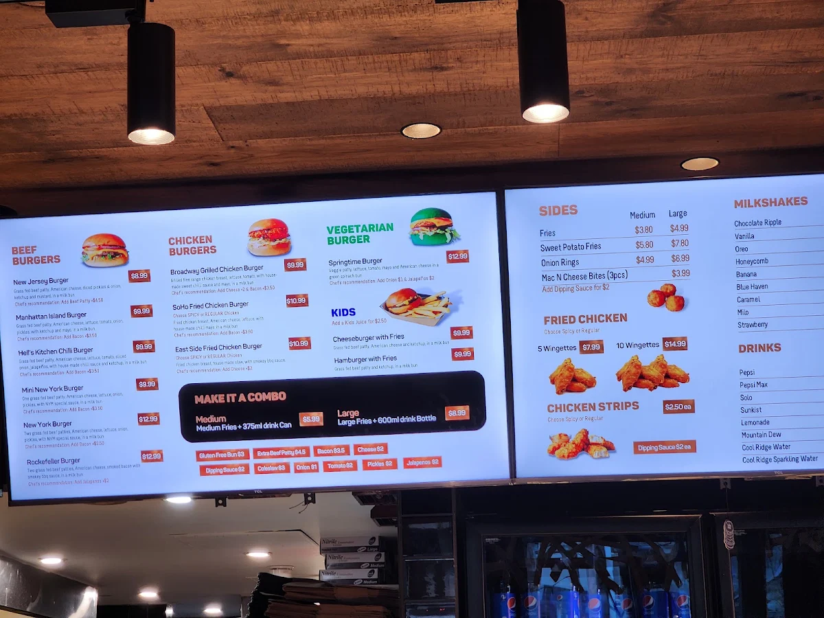 Menu, New York Minute (Flinders St)