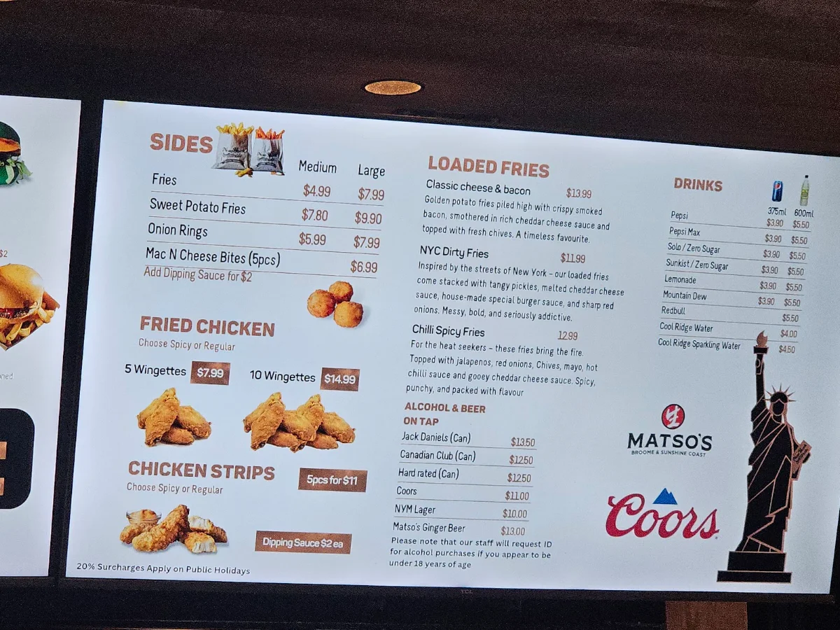 Menu, New York Minute (Flinders St)