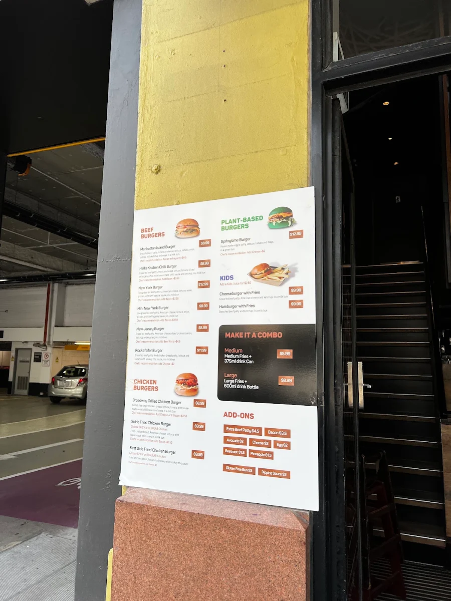 Menu, New York Minute (Flinders St)